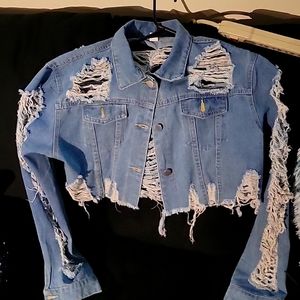 Distressed denim jacket